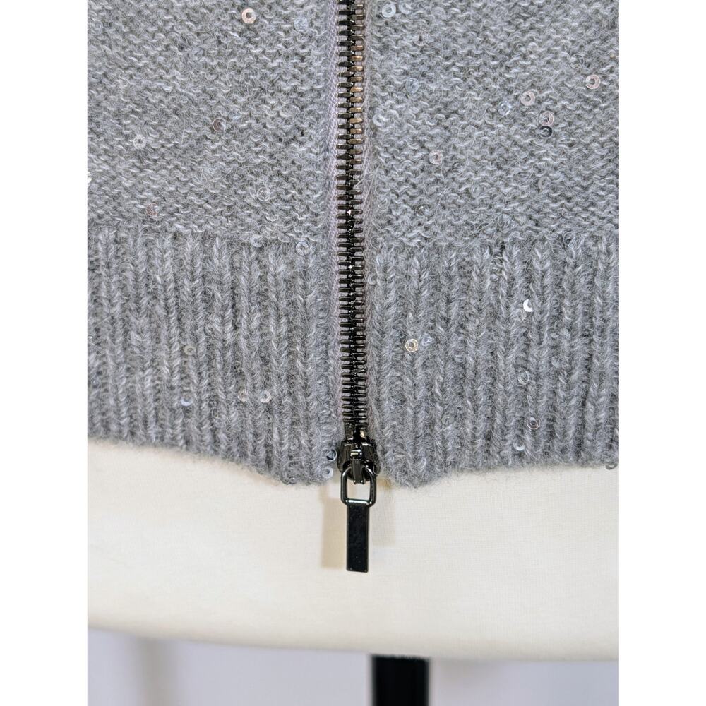 Fabiana Filippi Wool Cashmere Silk Sequin Cardigan Zip Front IT44 Small Italy - Picture 11 of 13